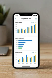 شاشة تعرض إحصائيات استخدام الهاتف اليومية
